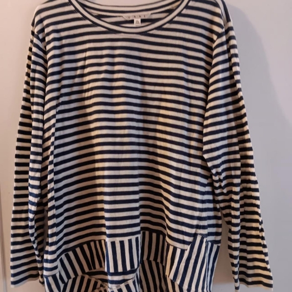 CAbi Tops - Womens cabi navy blue white stripes shirt xlarge